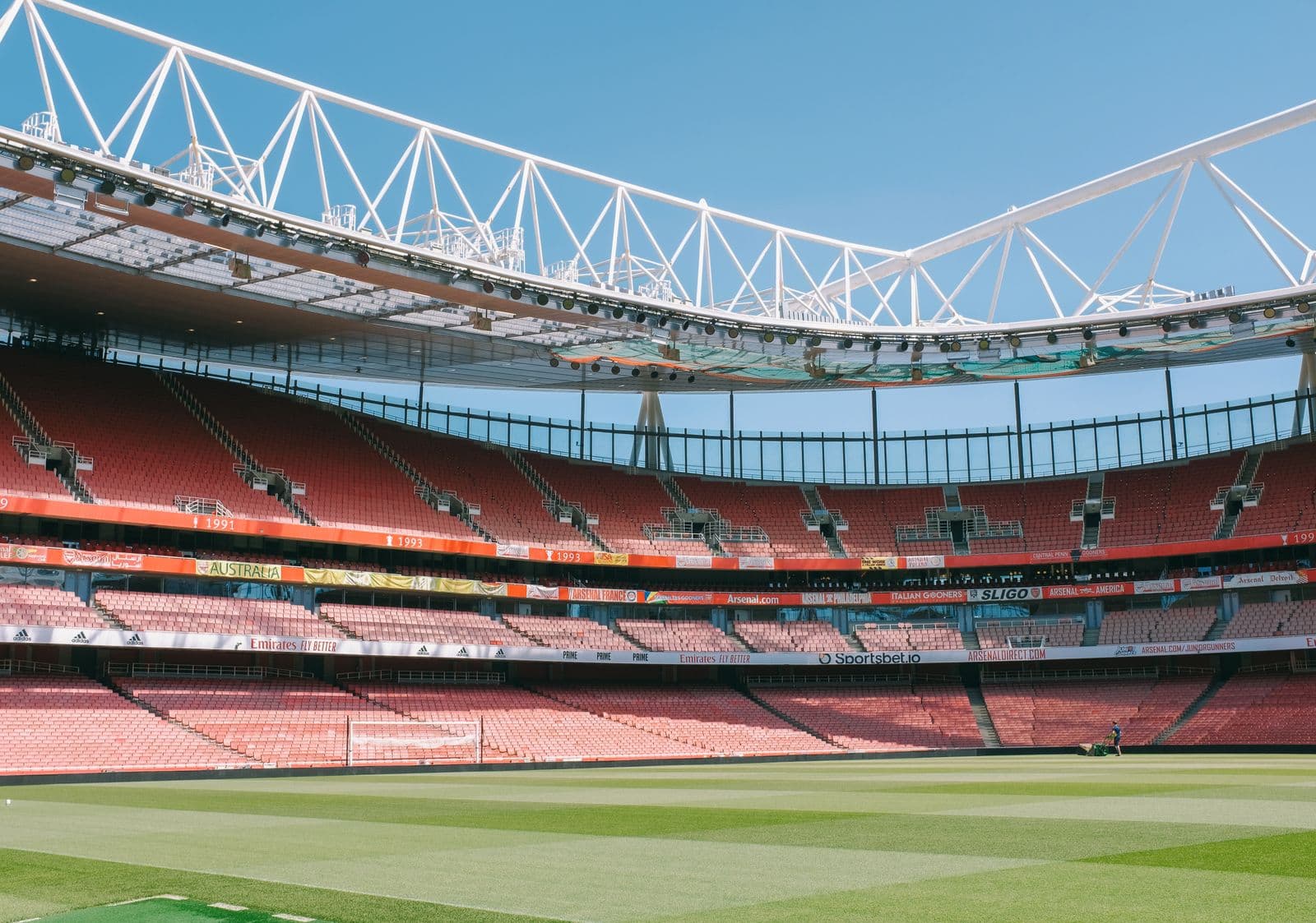 Empty stands and pitch at Arsenal's Emirates Stadium