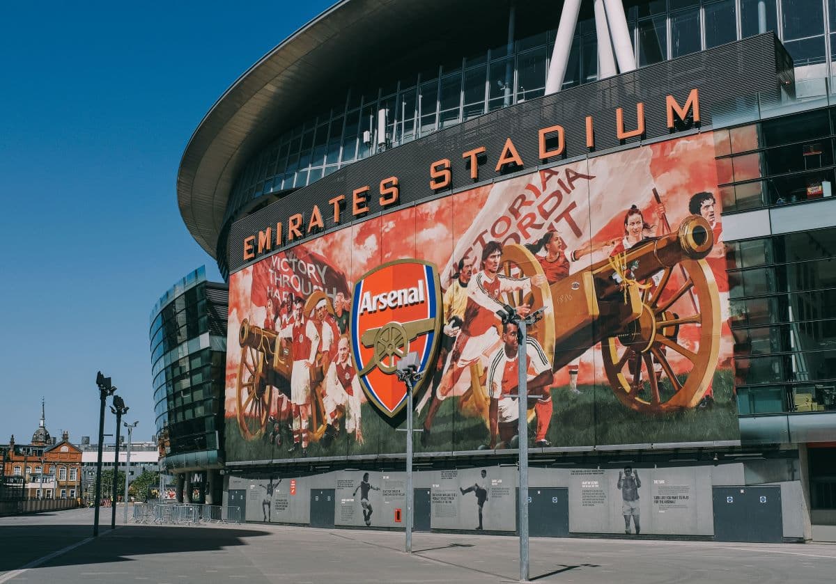 Arsenal players celebrate during the opening weekend of the Premier League season